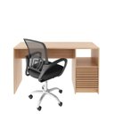 Ver imagem 4 de Conjunto 2 Peças com Escrivaninha com Ripado 2 Gavetas 1 Nicho com Cadeira para Escritório Diretor T