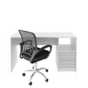 Ver imagem 3 de Conjunto 2 Peças com Escrivaninha com Ripado 2 Gavetas 1 Nicho com Cadeira para Escritório Diretor Tela Mesh Branco