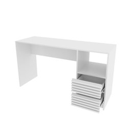 Kit 2 Peças com Escrivaninha com Ripado 2 Gavetas 1 Nicho com Cadeira para Escritório Diretor Tela Mesh - 7