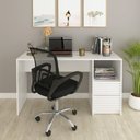 Ver imagem 1 de Kit 2 Peças com Escrivaninha com Ripado 2 Gavetas 1 Nicho com Cadeira para Escritório Diretor Tela Mesh