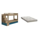 Ver imagem 3 de Beliche Infantil com Escada Nichos 2 Gavetões 2 Colchões Marrom/Aveiro Oak/Azul Secreto