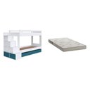 Ver imagem 4 de Beliche Infantil com Escada 5 Nichos 2 Gavetas 2 Colchões Branco/Azul Secreto