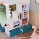 Ver imagem 7 de Beliche Infantil com Escada 5 Nichos 2 Gavetas 2 Colchões Branco/Azul Secreto