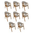 Ver imagem 1 de Kit 8 Cadeiras de Jantar Madeira Maciça Cerejeira Premium Helen Linho Bege