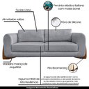 Ver imagem 3 de Sofá Decorativo 3 Lugares 250cm Pés em Madeira Buzz Linho Cinza - Gran Belo