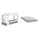 Ver imagem 3 de Beliche Infantil com Escada 5 Nichos 2 Gavetões 2 Colchões Branco/Aveiro Oak
