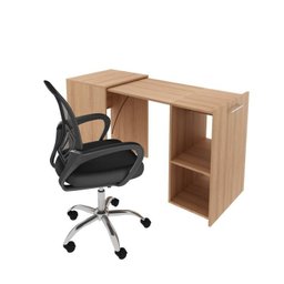 Kit 2 Peças com Escrivaninha Retrátil para Escritório com Cadeira para Escritório Diretor Tela Mesh - 4