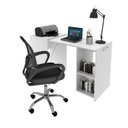Ver imagem 2 de Conjunto 2 Peças com Escrivaninha Retrátil para Escritório com Cadeira para Diretor Tela Mesh Branco Preto