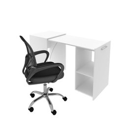 Kit 2 Peças com Escrivaninha Retrátil para Escritório com Cadeira para Escritório Diretor Tela Mesh - 4