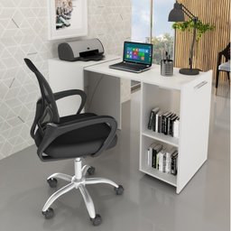 Kit 2 Peças com Escrivaninha Retrátil para Escritório com Cadeira para Escritório Diretor Tela Mesh - 1