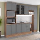 Ver imagem 1 de Cozinha Completa com Balcão Milla Sense Soft 12 Portas 3 Gavetas MDF MDP Nogal com Cinza Titânio