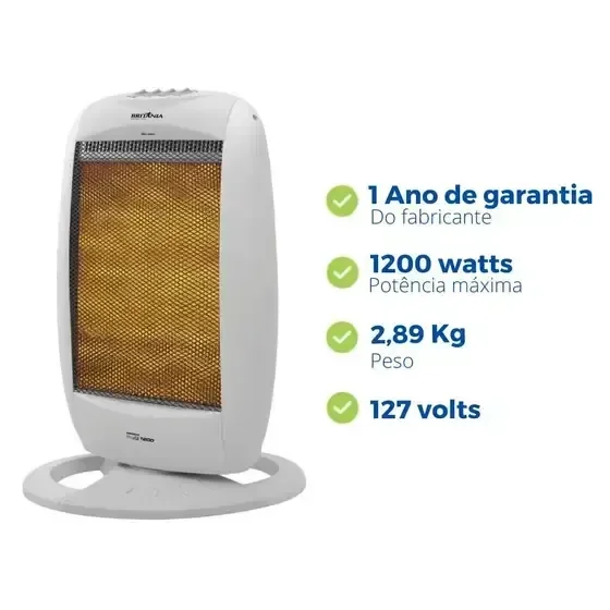 Aquecedor de Ar Elétrico Portátil Oscilante Britânia 127v - 3