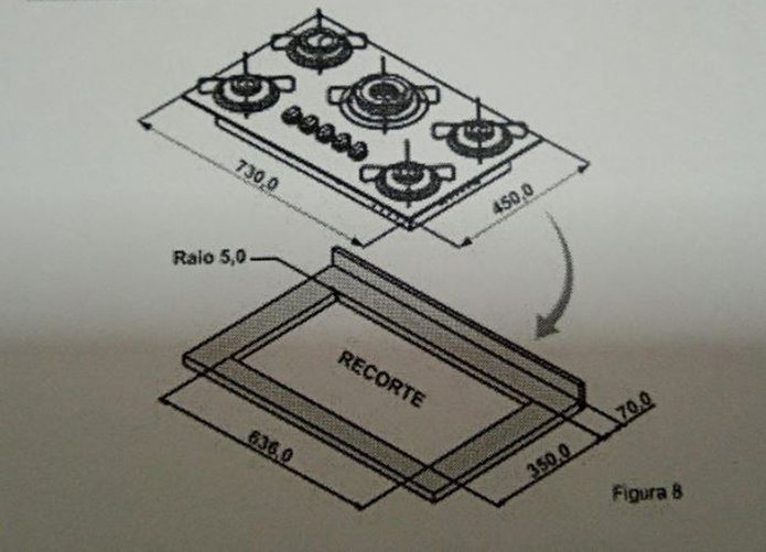 Balcão de Cozinha para Cooktop 0,80m 4 ou 5 Bocas 2 Portas Turim - 8