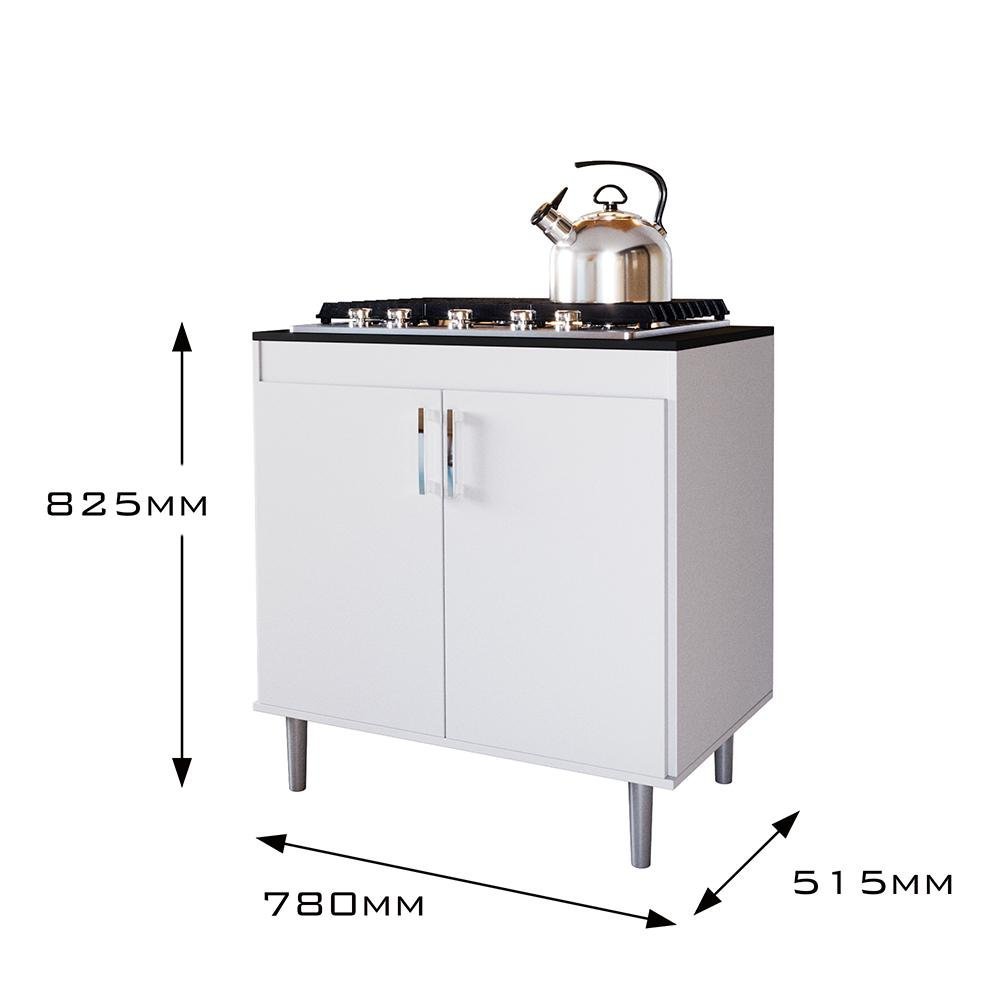 Balcão de Cozinha para Cooktop 0,80m 4 ou 5 Bocas 2 Portas Turim - 3