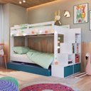 Ver imagem 1 de Treliche Infantil com Cama Auxiliar 3 Colchões Branco/Azul Secreto