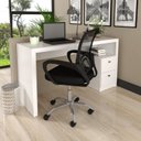 Ver imagem 1 de Conjunto 2 Peças com Escrivaninha ME4130 e Cadeira para Escritório Tela Mesh Branco Preto