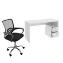 Ver imagem 4 de Conjunto 2 Peças com Escrivaninha ME4130 e Cadeira para Escritório Tela Mesh Branco Preto