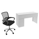 Ver imagem 3 de Conjunto 2 Peças com Escrivaninha ME4130 e Cadeira para Escritório Tela Mesh Branco Preto