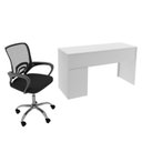 Ver imagem 3 de Conjunto 2 Peças com Escrivaninha ME4130 e Cadeira para Escritório Tela Mesh Branco Preto