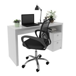 Kit 2 Peças com Escrivaninha ME4130 e Cadeira para Escritório Tela Mesh - 2