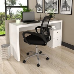 Kit 2 Peças com Escrivaninha ME4130 e Cadeira para Escritório Tela Mesh - 1