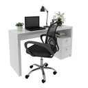 Ver imagem 2 de Conjunto 2 Peças com Escrivaninha ME4130 e Cadeira para Escritório Tela Mesh Branco Preto
