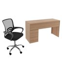 Ver imagem 3 de Kit 2 Peças com Escrivaninha ME4130 e Cadeira para Escritório Tela Mesh