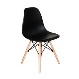 Conjunto de Mesa de Jantar Eames Eiffel Redonda 100cm Tampo de Madeira Branco com 4 Cadeiras Pretas - 4