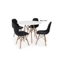 Ver imagem 1 de Conjunto de Mesa de Jantar Eames Eiffel Redonda 100cm Tampo de Madeira Branco com 4 Cadeiras Pretas