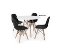Ver imagem 1 de Conjunto de Mesa de Jantar Eames Eiffel Redonda 100cm Tampo de Madeira Branco com 4 Cadeiras Pretas
