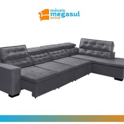 Sofá 7 Lugares de Canto Retrátil Reclinável Pillow Chaise e 3,60 X 2,20m Sttilo Cinza - 4