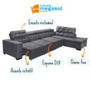 Ver imagem 3 de Sofá 7 Lugares de Canto Retrátil Reclinável Pillow Chaise e 3,60 X 2,20m Sttilo Cinza