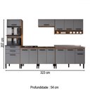 Ver imagem 4 de Armário de Cozinha Amanda 13 Portas 3 Gaveta Freijó/cinza - Pnr Móveis
