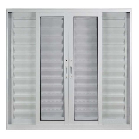 Janela de Alumínio Branco Veneziana de Correr 6 Folhas Suprema Sem Grade Hale - 2.00 (L) X 1.00 (A)
