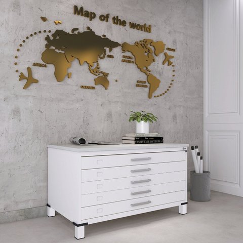 Mapoteca Mont 5 Gavetas 71,3cm x 120,4cm Aço Branco