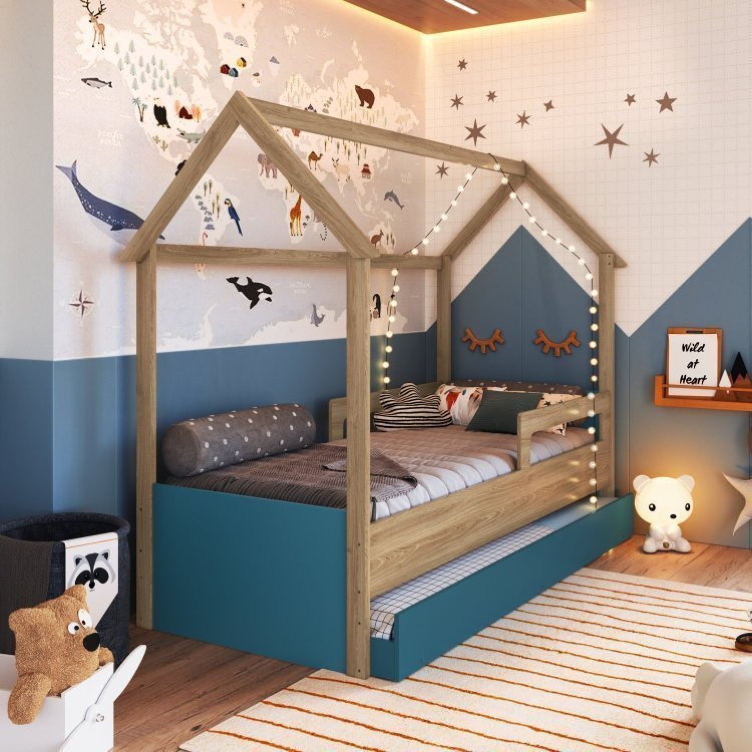 Cama Infantil Montessoriana com Cama Auxiliar 2 Colchões - 2