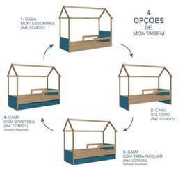 Cama Infantil Montessoriana com Cama Auxiliar 2 Colchões - 11