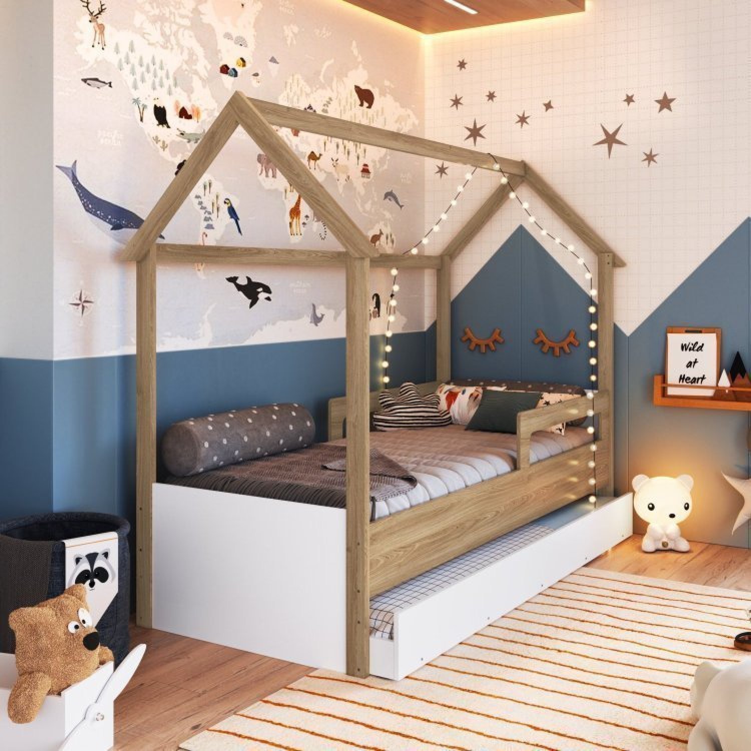 Cama Infantil Montessoriana com Cama Auxiliar 2 Colchões - 2