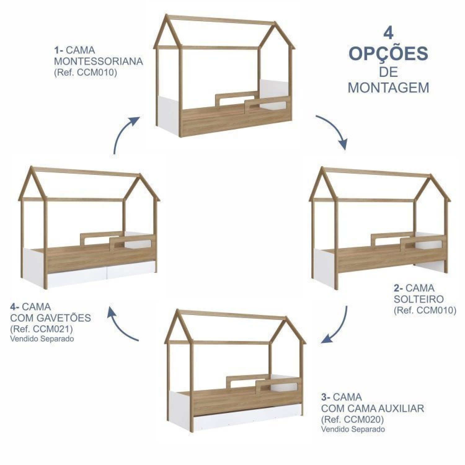 Cama Infantil Montessoriana com Cama Auxiliar 2 Colchões - 11