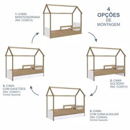Cama Infantil Montessoriana com Cama Auxiliar 2 Colchões - 11