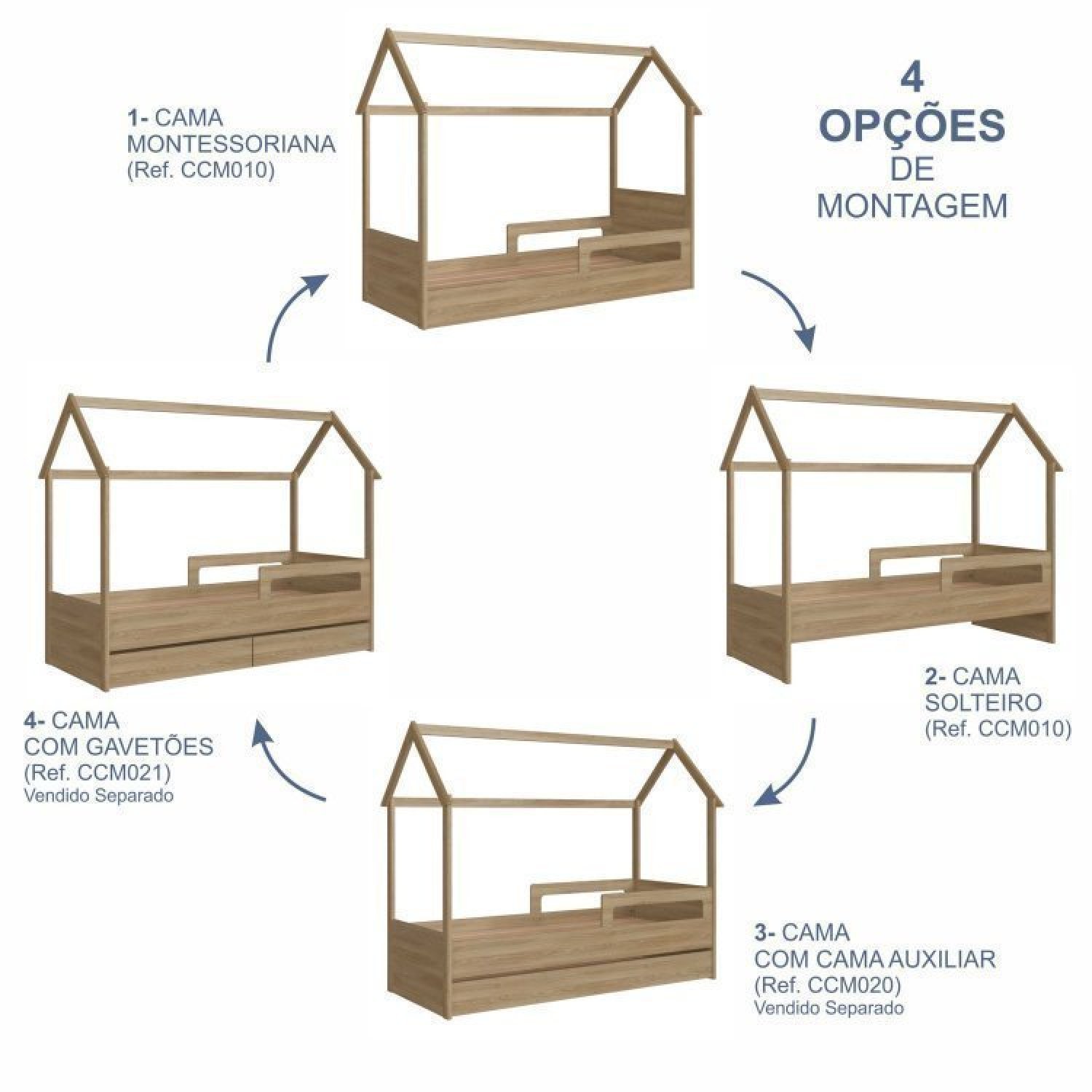 Cama Infantil Montessoriana com Cama Auxiliar 2 Colchões - 12