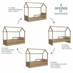 Cama Infantil Montessoriana com Cama Auxiliar 2 Colchões - 12