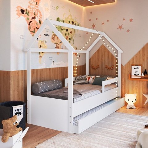 Cama Infantil Montessoriana com Cama Auxiliar 2 Colchões