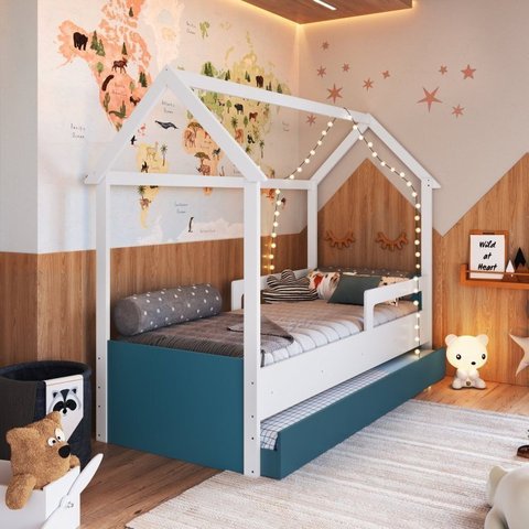 Cama Infantil Montessoriana com Cama Auxiliar 2 Colchões