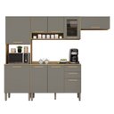 Ver imagem 2 de Cozinha Compacta Modulada 4 Peças 9 Portas 2 Gavetas Bella Cinza/Jequitibá/Granizo