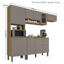 Ver imagem 3 de Cozinha Compacta Modulada 4 Peças 9 Portas 2 Gavetas Bella Cinza/Jequitibá/Granizo