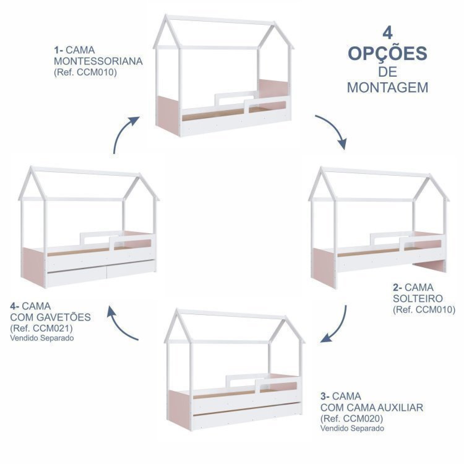 Cama Infantil Montessoriana com Cama Auxiliar 2 Colchões - 10