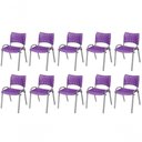 Ver imagem 1 de Cadeira Iso Base Cinza, Igreja, Escola, Escritório -violeta Kit 10 Peças