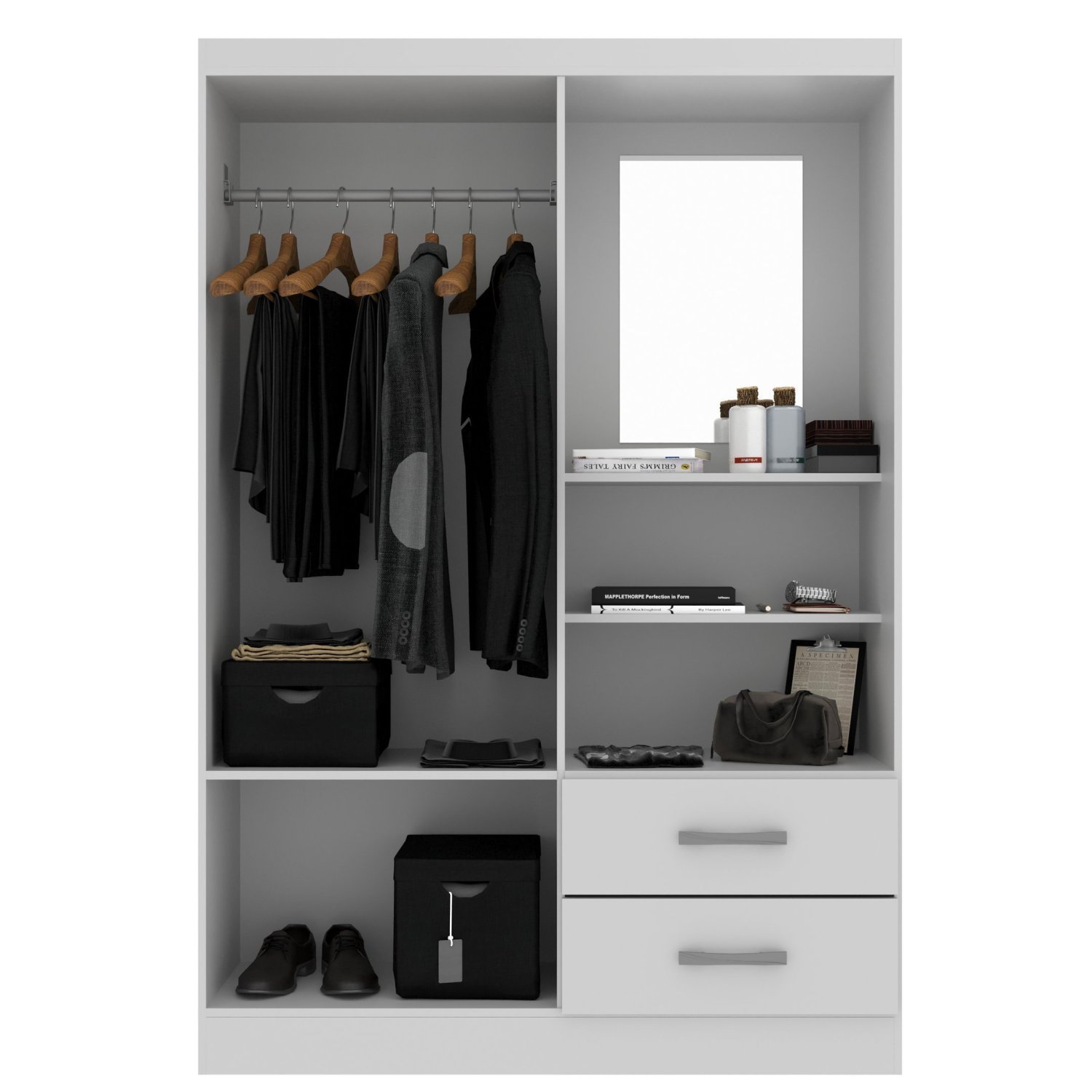 Guarda Roupa Capelinha Solteiro 2 Portas 2 Gavetas Premium - 2