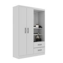 Ver imagem 3 de Guarda Roupa Solteiro 2 Portas 2 Gavetas com Espelho Capelinha Branco Yescasa
